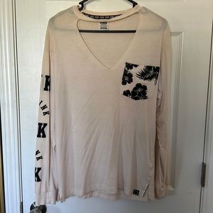 Pink long sleeve V Neck Top